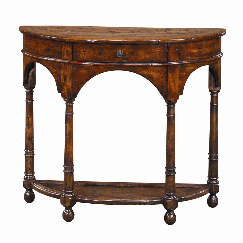 Theodore Alexander Tables CB53003 Traditional Antiqued Wood Bowfront
